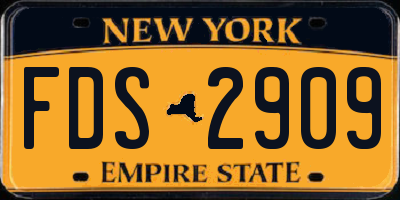 NY license plate FDS2909