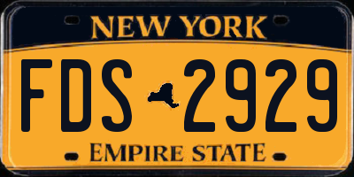 NY license plate FDS2929