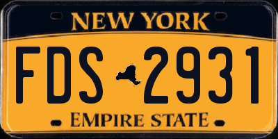 NY license plate FDS2931