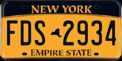 NY license plate FDS2934