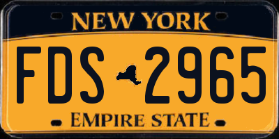 NY license plate FDS2965