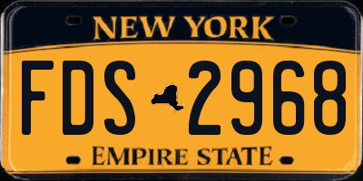 NY license plate FDS2968