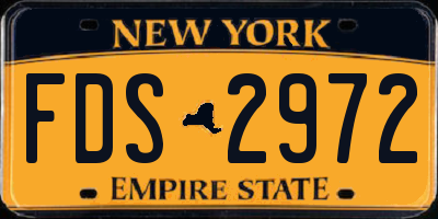 NY license plate FDS2972