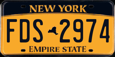 NY license plate FDS2974