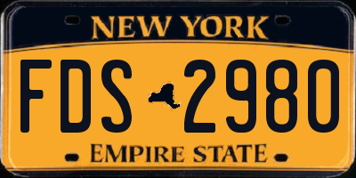 NY license plate FDS2980