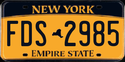 NY license plate FDS2985