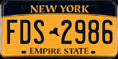 NY license plate FDS2986