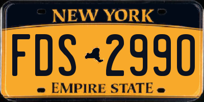 NY license plate FDS2990