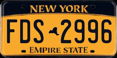 NY license plate FDS2996