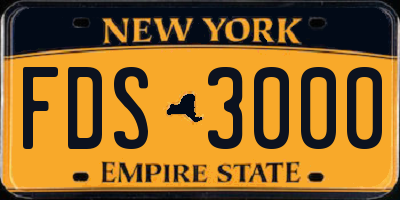 NY license plate FDS3000