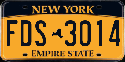 NY license plate FDS3014