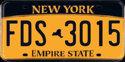 NY license plate FDS3015