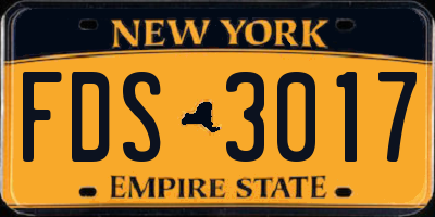 NY license plate FDS3017