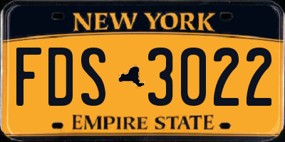 NY license plate FDS3022