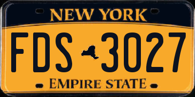 NY license plate FDS3027