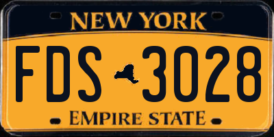 NY license plate FDS3028