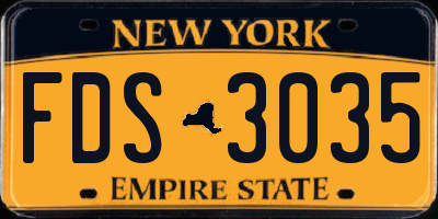 NY license plate FDS3035