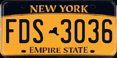 NY license plate FDS3036