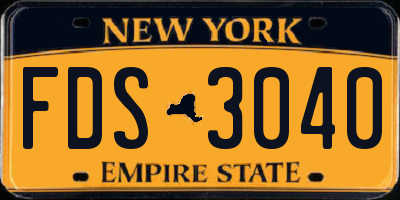 NY license plate FDS3040