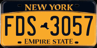 NY license plate FDS3057