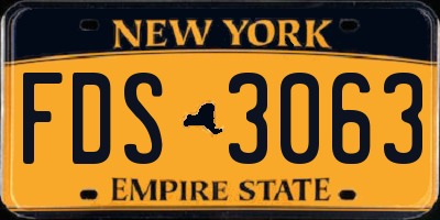 NY license plate FDS3063