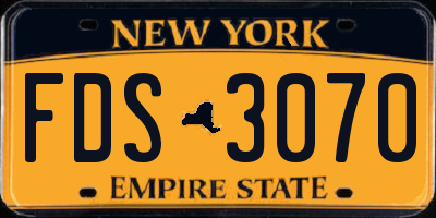 NY license plate FDS3070