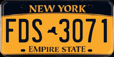 NY license plate FDS3071