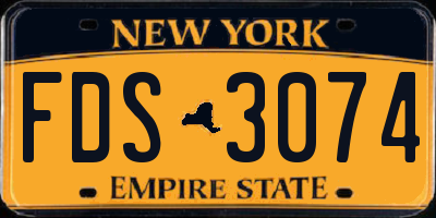 NY license plate FDS3074