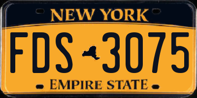 NY license plate FDS3075