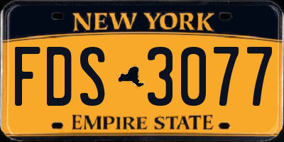 NY license plate FDS3077