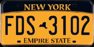 NY license plate FDS3102