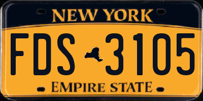 NY license plate FDS3105