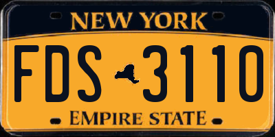 NY license plate FDS3110