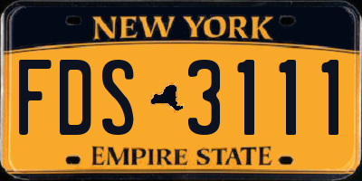 NY license plate FDS3111
