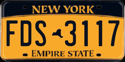 NY license plate FDS3117