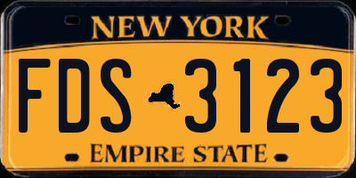 NY license plate FDS3123