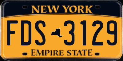 NY license plate FDS3129