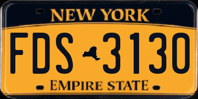 NY license plate FDS3130