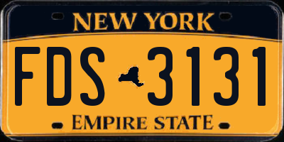 NY license plate FDS3131
