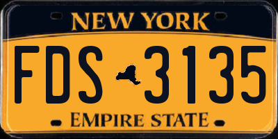 NY license plate FDS3135