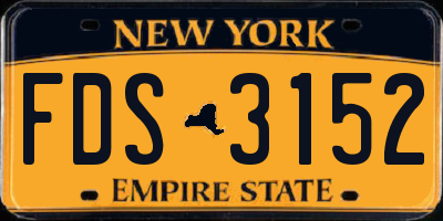 NY license plate FDS3152