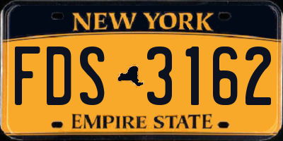 NY license plate FDS3162
