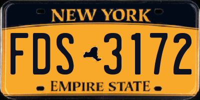 NY license plate FDS3172