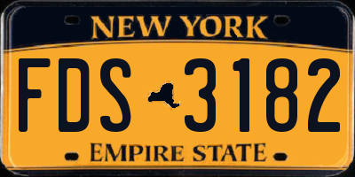 NY license plate FDS3182
