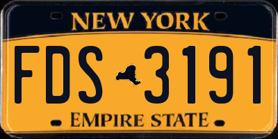 NY license plate FDS3191