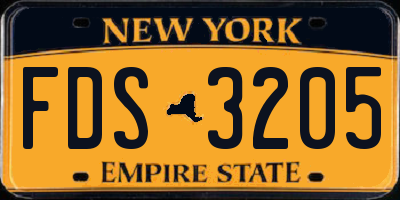 NY license plate FDS3205