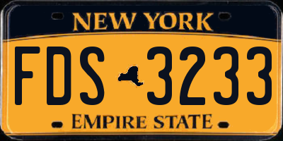 NY license plate FDS3233