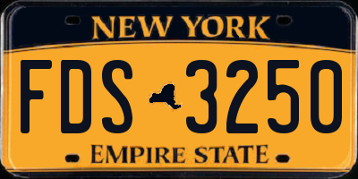 NY license plate FDS3250