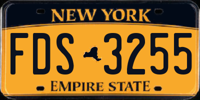 NY license plate FDS3255