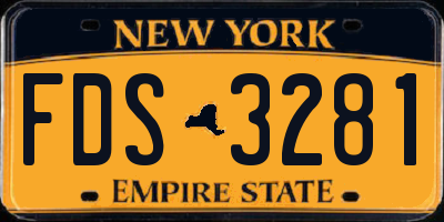 NY license plate FDS3281